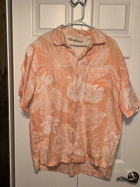 Caribbean Linen Short Sleeve Button Shirt Men's Large